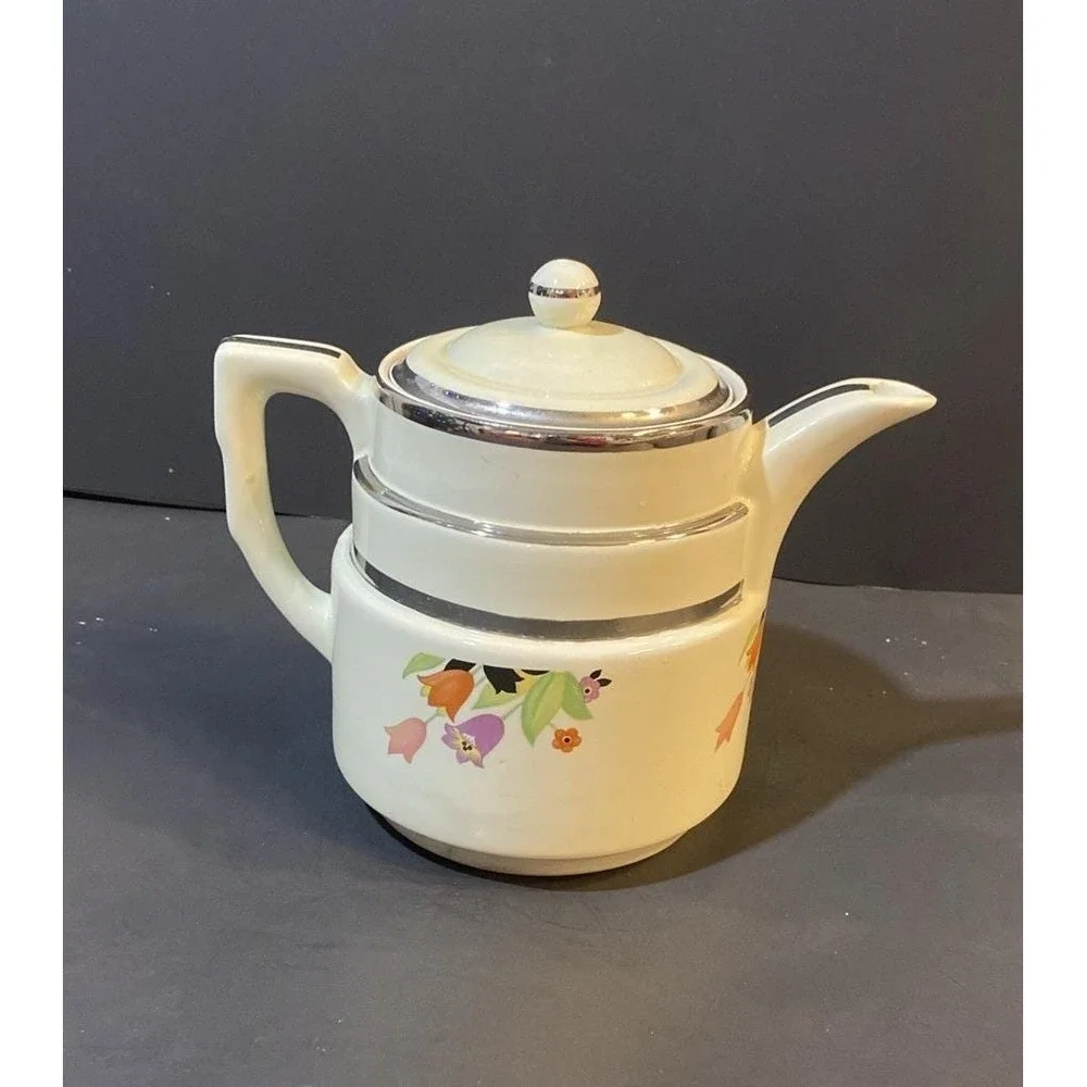 Hall's  China Three‎ Tier Coffee Pot/teapot Vintage Crocus Pattern-8